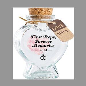 Brand new - heart glass jar with stickers